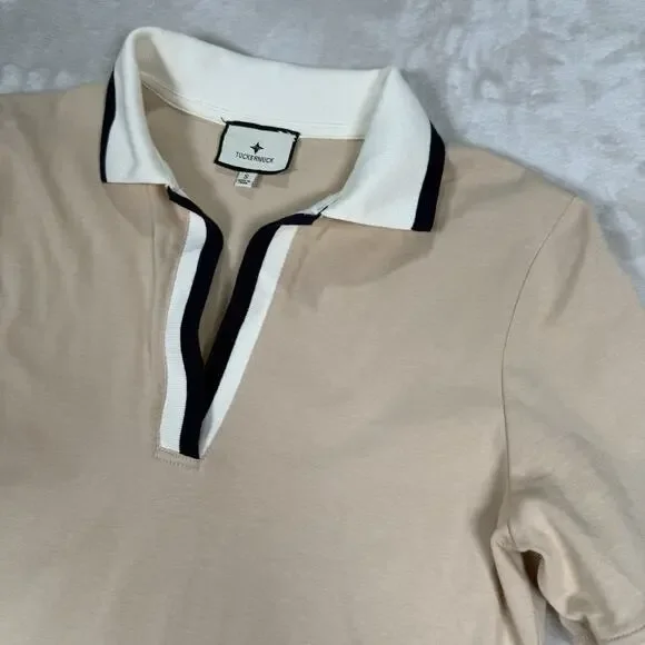 Tuckernuck Hutton Polo Mini Dress Beige Women's Size Small Preppy Pockets - Picture 4 of 10